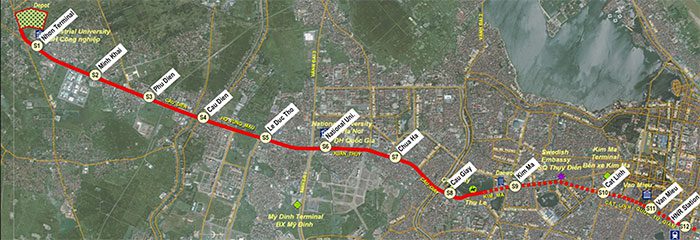 Nhon - Hanoi Metro Line map