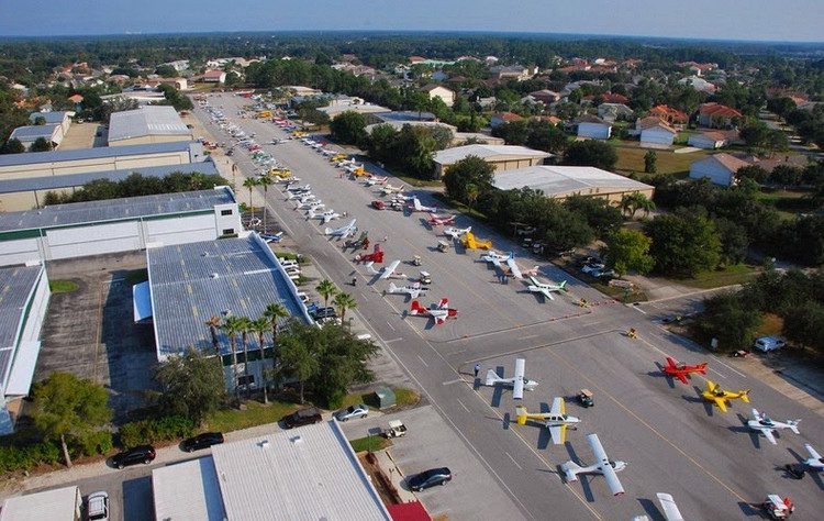 Airplane parking at Spruce Creek.