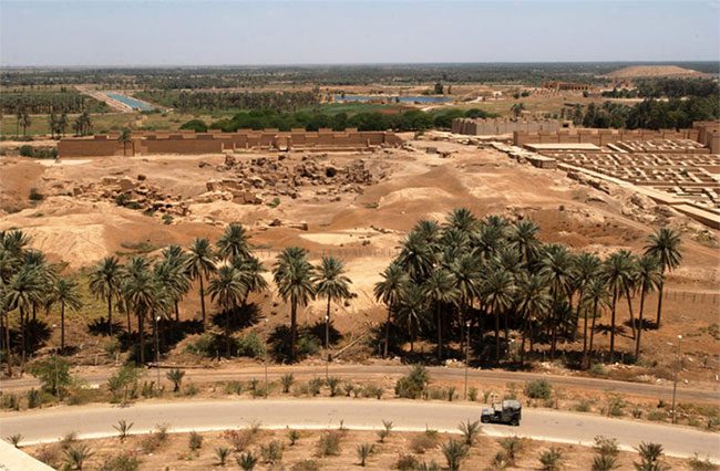 A part of the ruins of Babylon viewed from Saddam Hussein's Summer Palace.