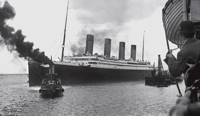 The Titanic before sinking.