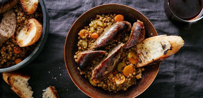 In Italy, people typically enjoy sausages and green lentils after midnight. Germans also often eat this dish on New Year's, sometimes substituting lentils with pea soup.