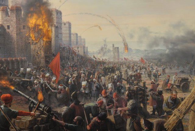 To conquer Constantinople, Sultan Mehmet II utilized massive cannons.