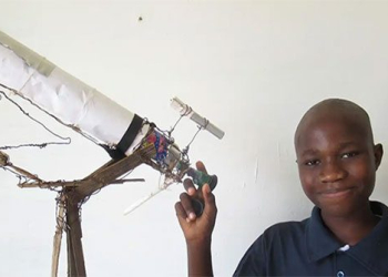 the boy who creates a portal to observe the dark side of the moon using electric wires and large bottles of water 122012