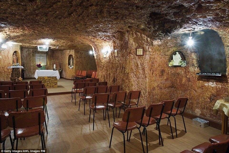 A small underground church meets the religious needs of the town's residents.