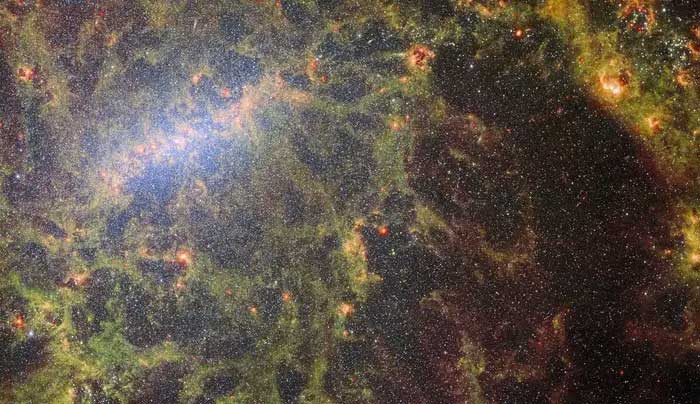 Image of the galaxy NGC 5068 captured by the James Webb Space Telescope.