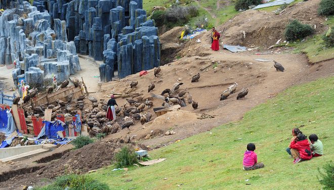 Tibetans often take their deceased to a wide mound or remote area for burial