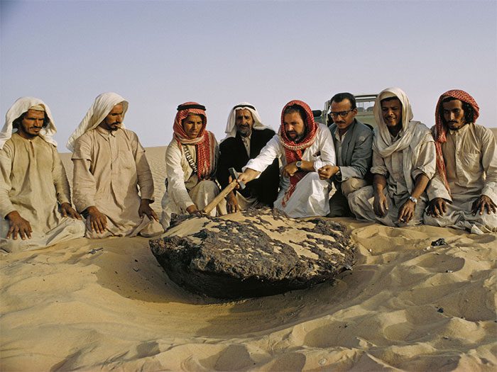 Meteors falling on the desert.