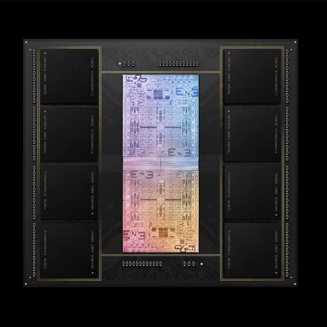 Apple's M1 Ultra chip, essentially two M1 Max chips combined to enhance performance.