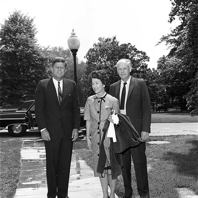 The Lindberghs with President John F. Kennedy at the White House in 1962.