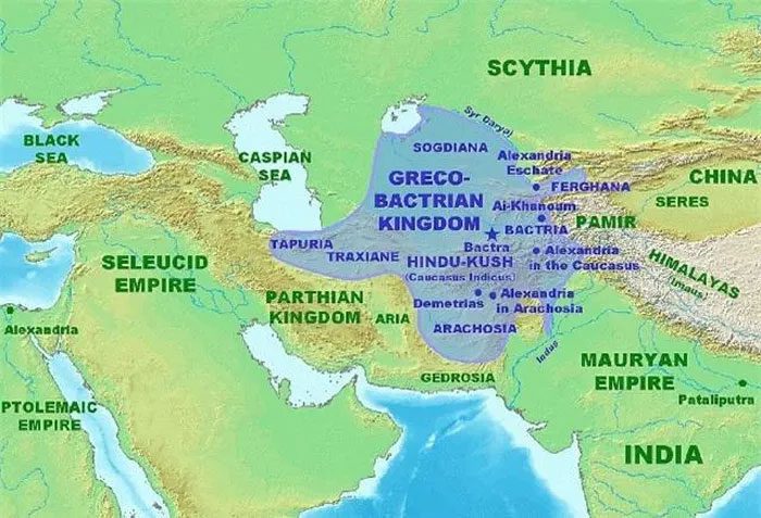 The kingdoms located in the far east near China during the Hellenistic period.