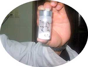 A vial containing 2.5 grams of oseltamivir