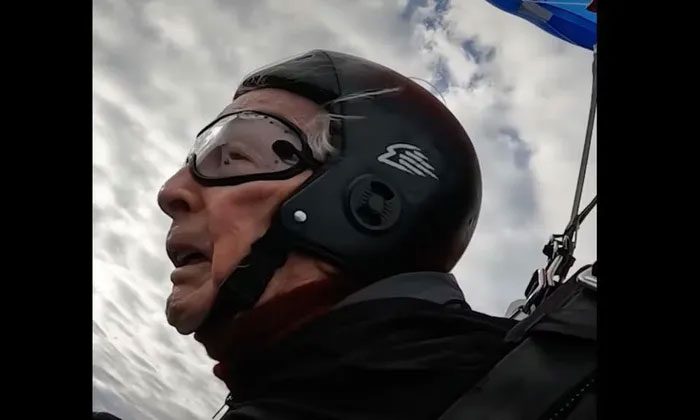 Al Blaschke jumping out of an airplane at the age of 106.