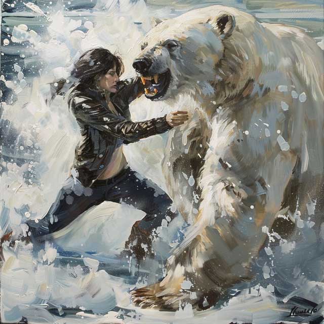 Lydia Angyiou, fought a polar bear to protect her son.