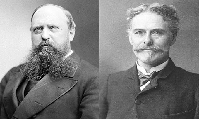 Othniel Charles Marsh (left) and Edward Drinker Cope (right).