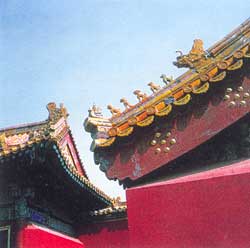 Details of the muted yellow tiles in the Forbidden City