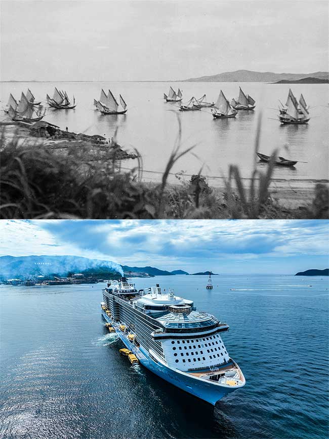 Fishing boats in Nha Trang Bay in 1920-1929.