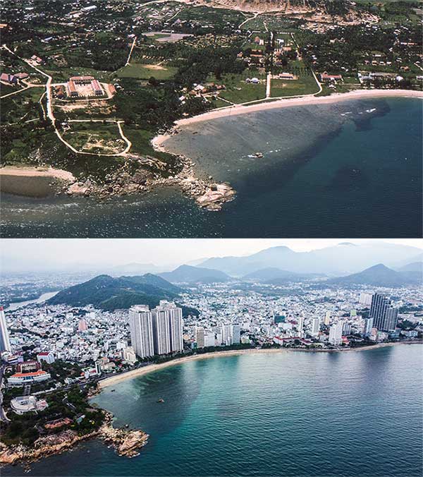 The northern area of Nha Trang, the coastal road passing through Hon Chong