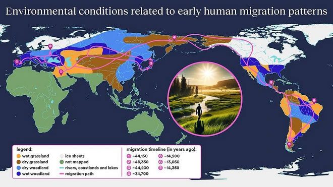  Graphics show the preferred routes of the first migrants.