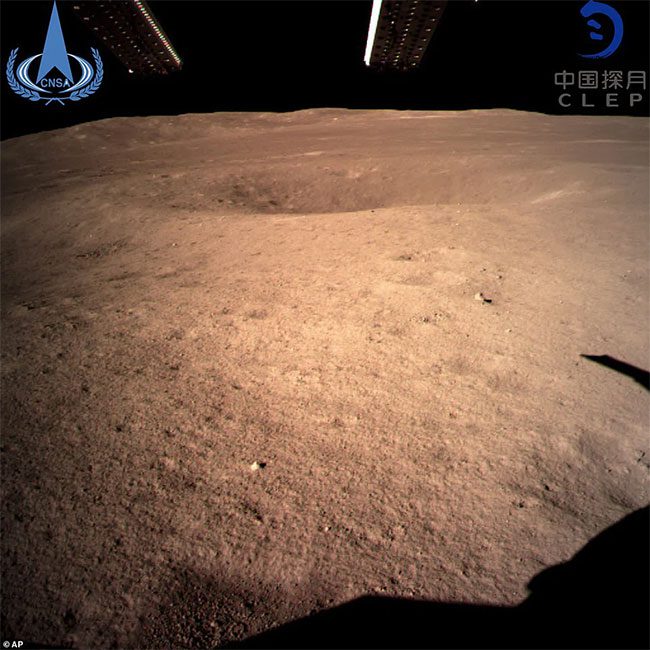 A photo of the Moon's surface sent back to Earth by Chang'e 4.