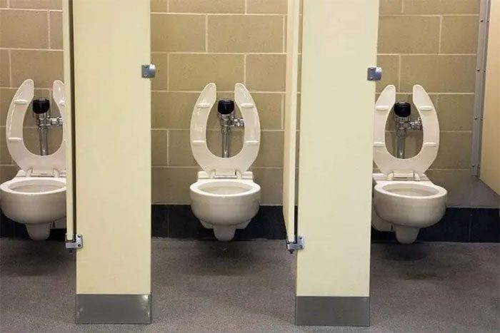 Public toilet seats in the U.S. have a gap at the front.