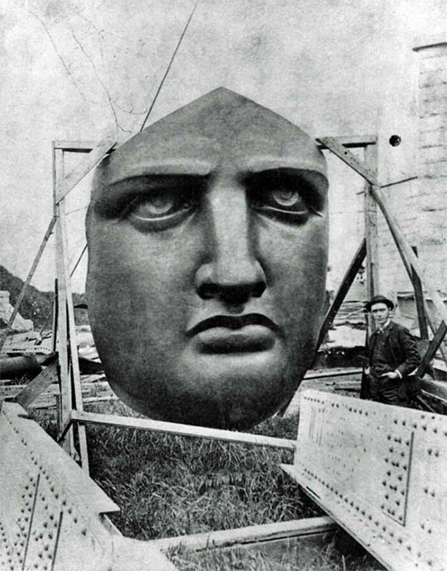 Assembling the Statue of Liberty in New York City in 1885.