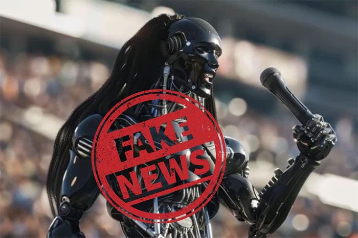 Factcheck confirms that there was no concert of the robot singer in reality.