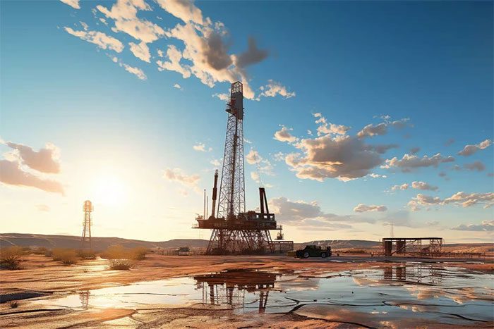 A drilling rig at the shale gas field in Pennsylvania