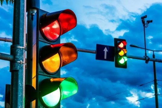 Modern traffic lights have 3 colors.