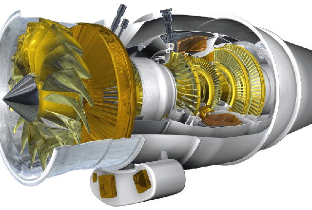 The air compressor draws air from outside the airplane and compresses it to high pressure.