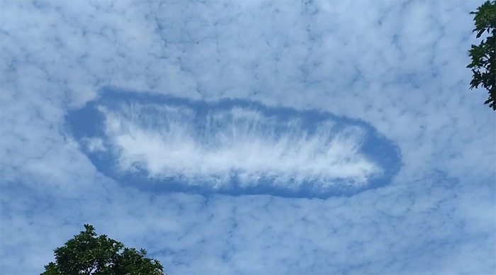 The phenomenon of cloud holes in the sky over Indonesia.