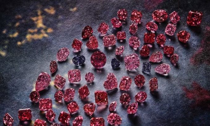 Pink diamonds mined from Argyle.