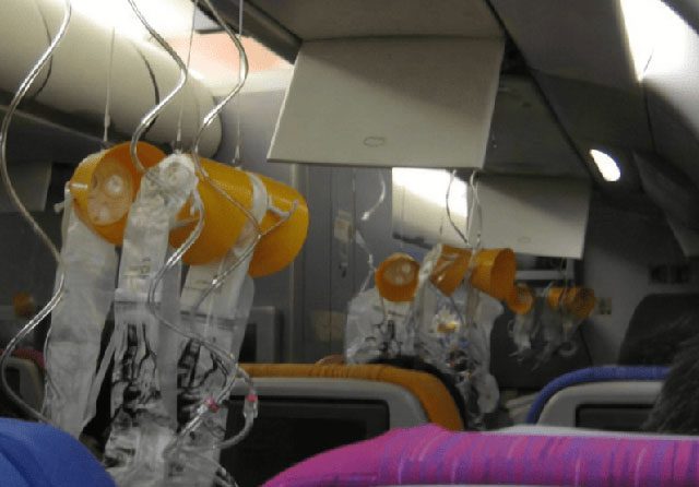 In an emergency such as sudden decompression, the oxygen masks will automatically deploy.