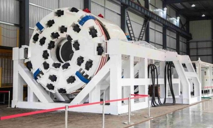 Tunnel boring and blasting machine at the production facility.