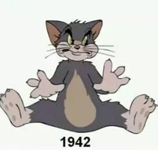 In 1942, Tom's appearance underwent its first change with slight color adjustments.