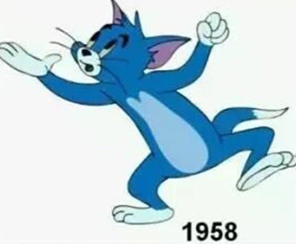 In 1958, Tom completely transformed into a blue cat.