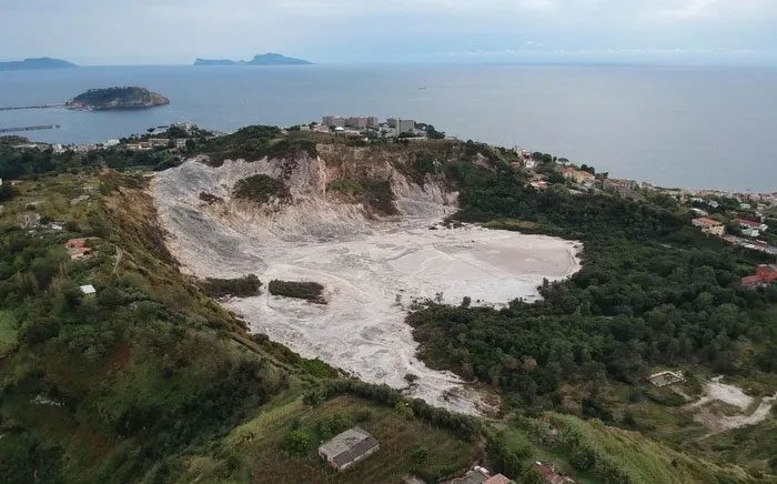 Campi Flegrei crater in Pozzuoli, Italy.