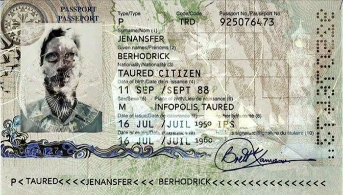 The passport of the self-proclaimed man from Taured.