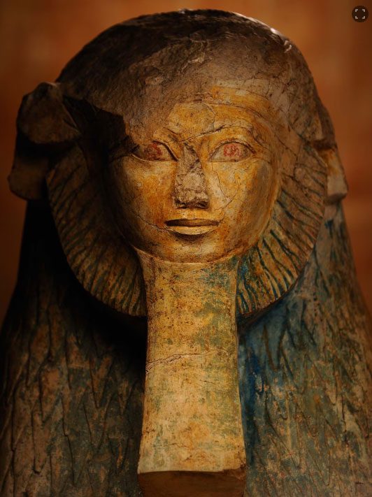 Hatshepsut depicted as a sphinx with a lion's head