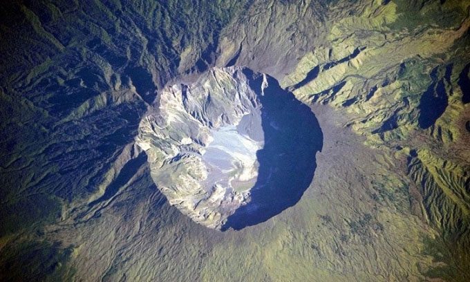 The caldera of Mount Tambora.