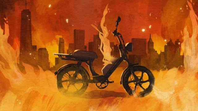 Fire and explosions are likely to occur in electric motorcycles and bicycles