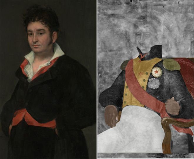 Goya may have painted over an older work because depicting a general from the previous king's reign was too dangerous with the new king now in power.