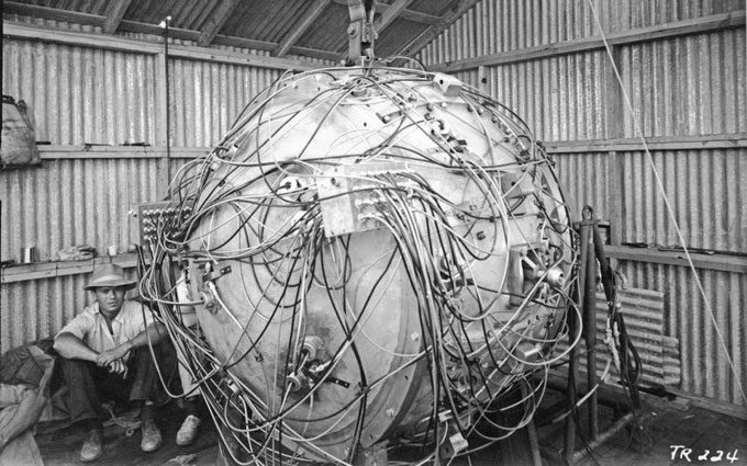 Gadget, the first atomic bomb in the world.