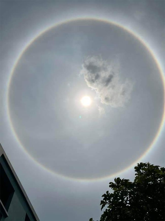 Halo around the Sun appears in many localities in Vietnam