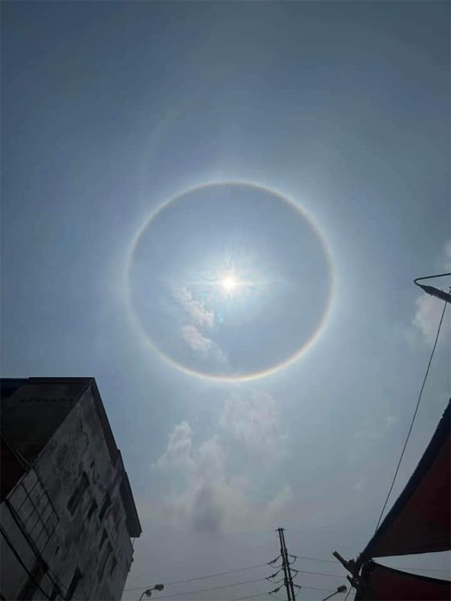 Halo around the Sun appears in many localities in Vietnam