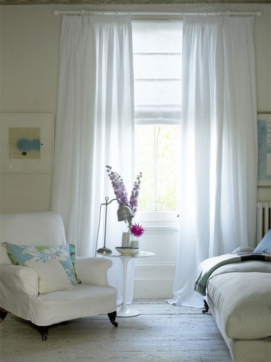 White curtains can significantly reduce the heat in your home on hot days.