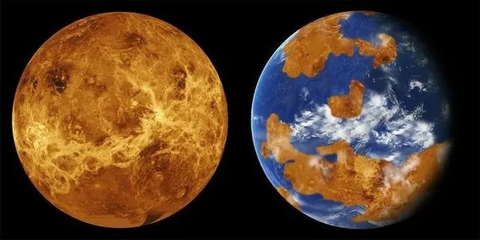 Current Venus (left) and its past