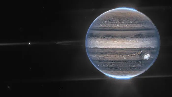 Composite image of Jupiter captured by JWST's NIRCam