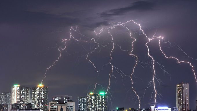 Lightning strikes in Hanoi in late August 2022.