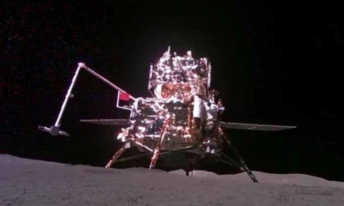 Chang'e 6 lander on the far side of the Moon.