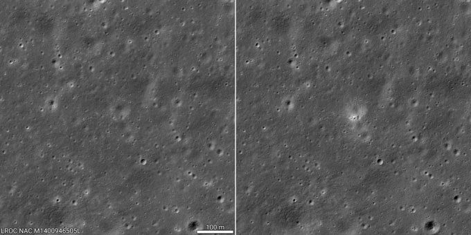 The far side of the Moon before (left) and after the Chang'e 6 lander touchdown (right).